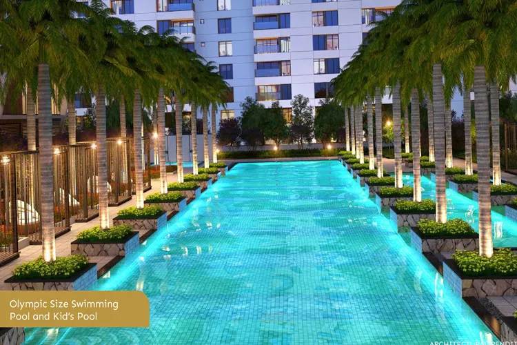 Kumar Parc Residences swimming pool and clubhouse
